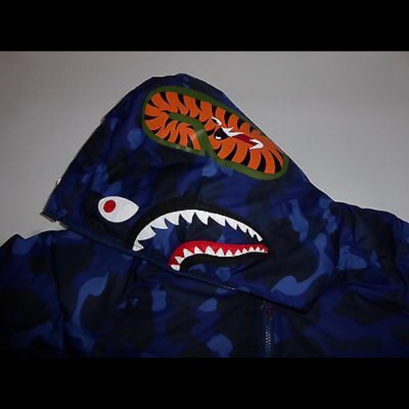 BAPE COLOR CAMO SHARK HOODIE DOWN JACKET SIZE XXL - Picture 6 of 6